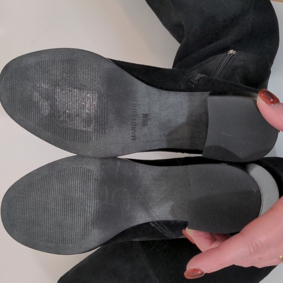 𝅺marc Fisher Over The Knee Black Suede Heel Boots 6.5 - Picture 6 of 12